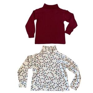 Vintage holiday turtleneck tops Christmas lights burgundy girls 6 boys 5 bundle